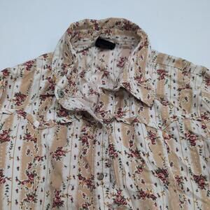 Womens Western Shirt COWGIRL TORRID Size 2 Long Sleeve PEARL SNAPS Rose Pattern